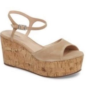 Schutz nude platform wedges size 8